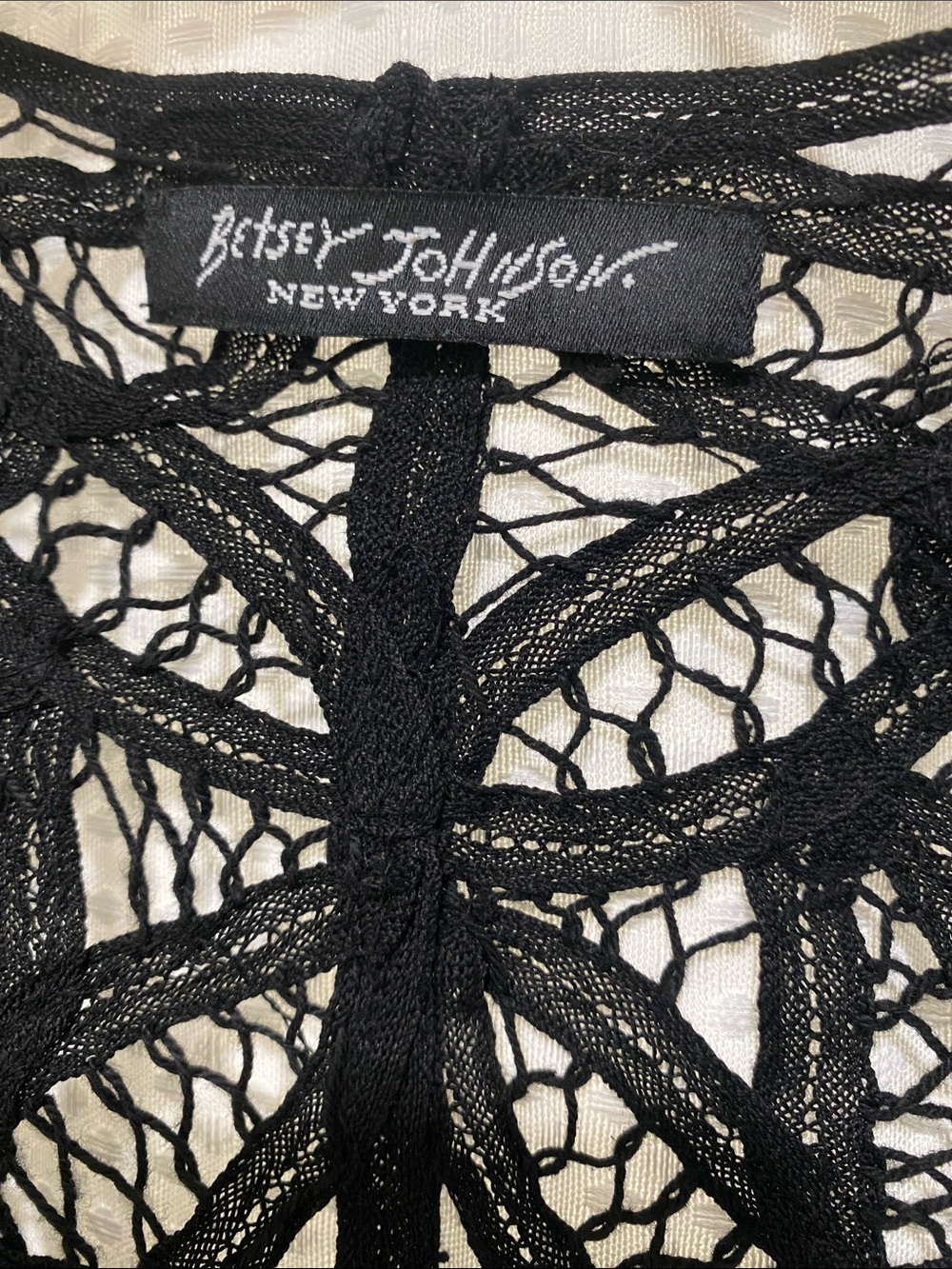 Vintage Betsey Johnson New York Black Lace Long Sleeve Bow-Waist Top - Picture 4 of 15
